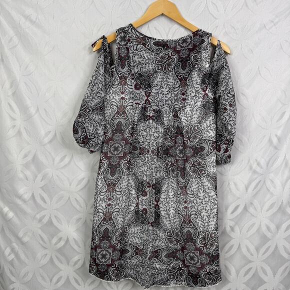 Rebecca Minkoff Multi Floral Cappy Dress Large Cold Shoulder SIze XS NWT $298 - Picture 13 of 13